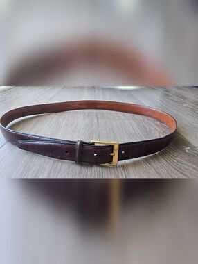 Oxblood Brown Aniline Leather Belt Brass Buckle 40 44” Heritage Made In USA